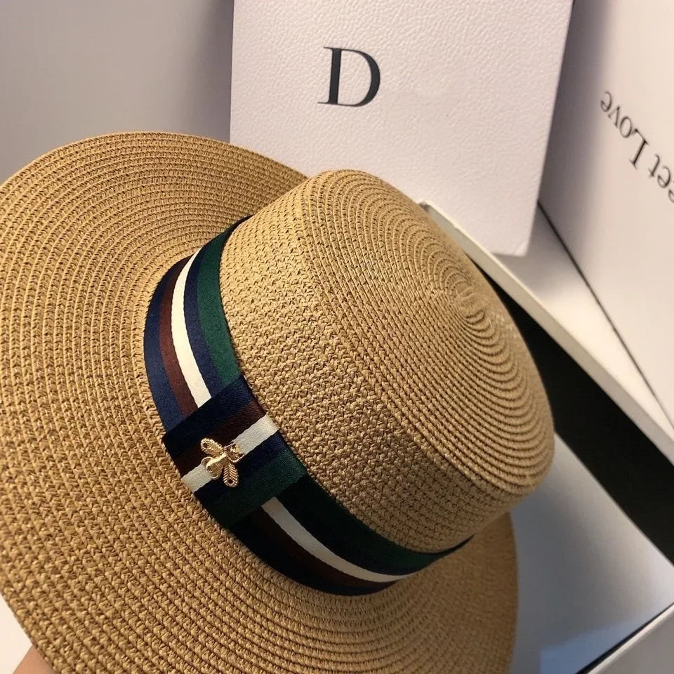 Striped Ribbon Beach Hat