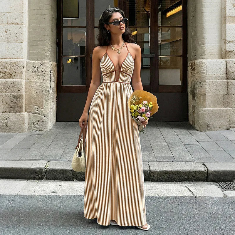 Deep V Beach Dress
