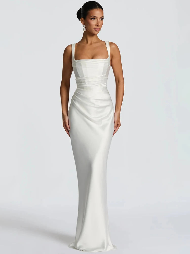 Wide strap evening gown