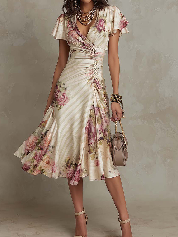 V neck floral dress