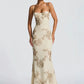 Spaghetti strap dress with appliqué details front view