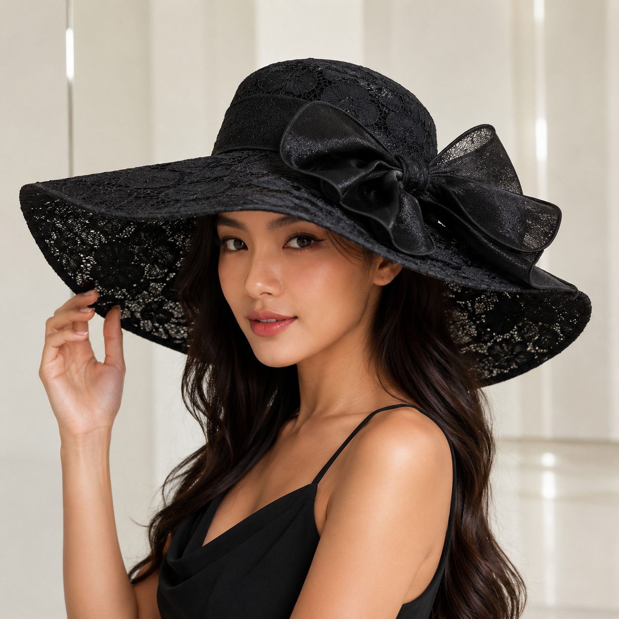 Elegant lace bow hat
