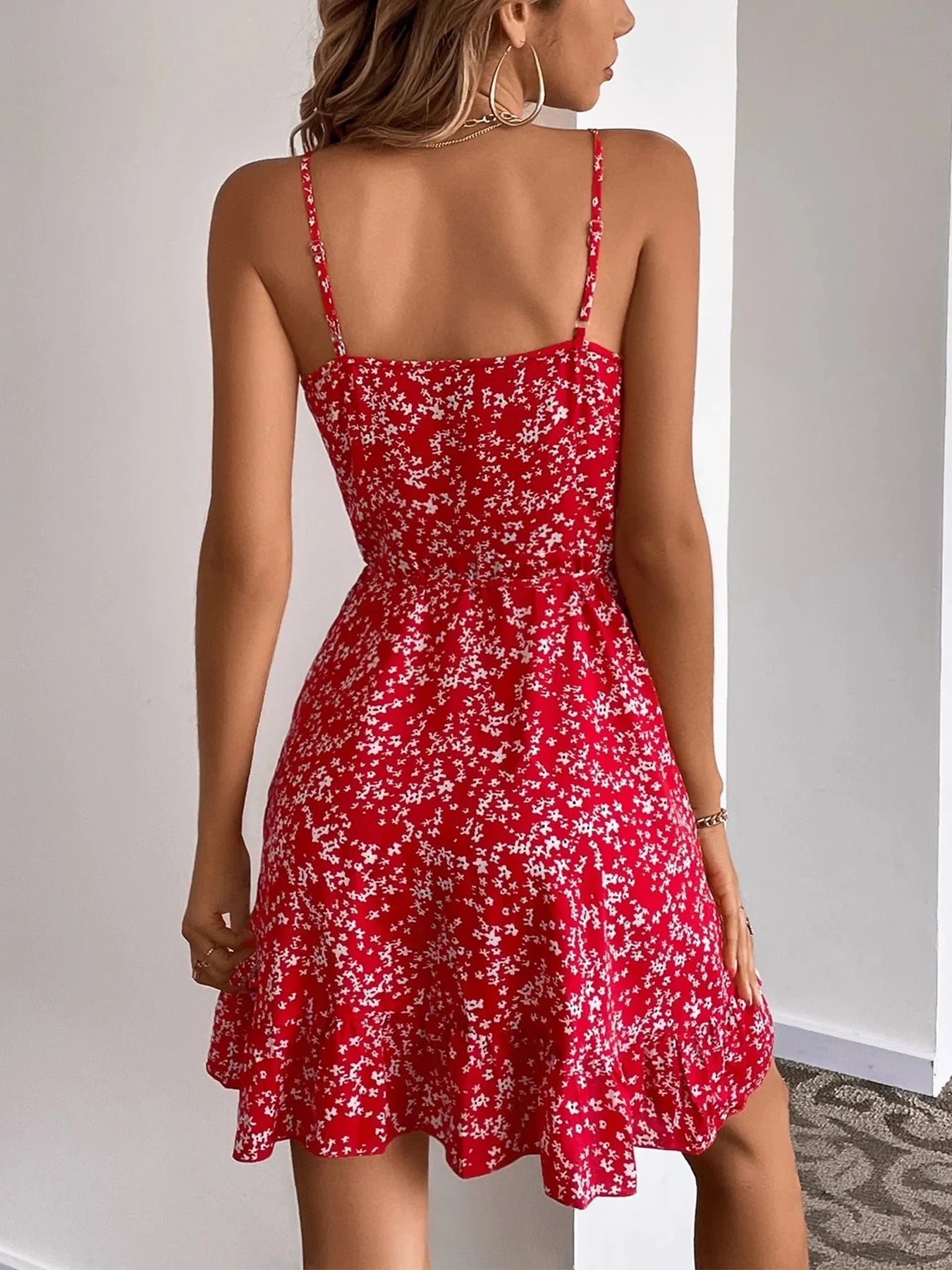 V-neck wrap midi dress