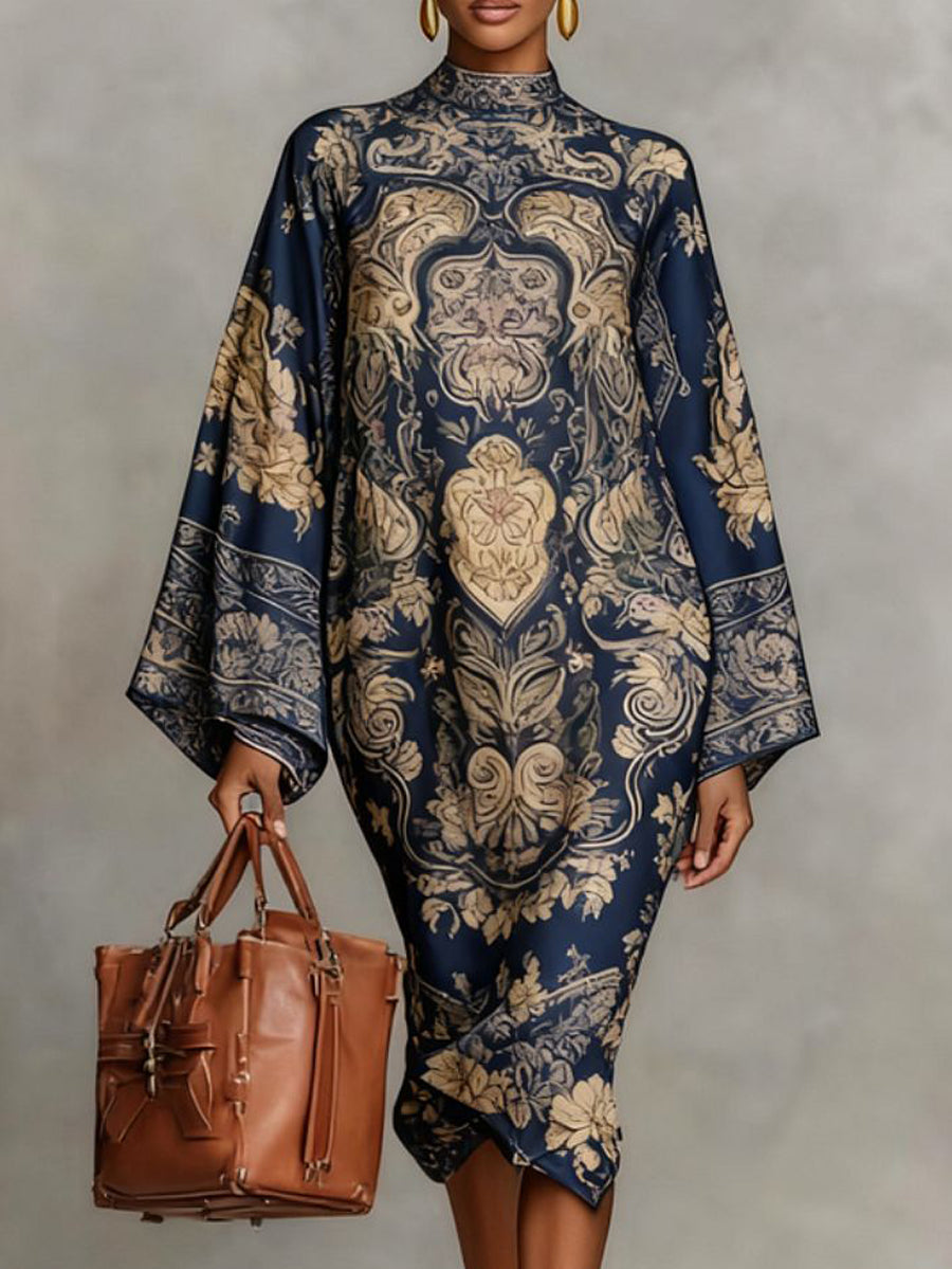 Flowing batwing sleeve dress