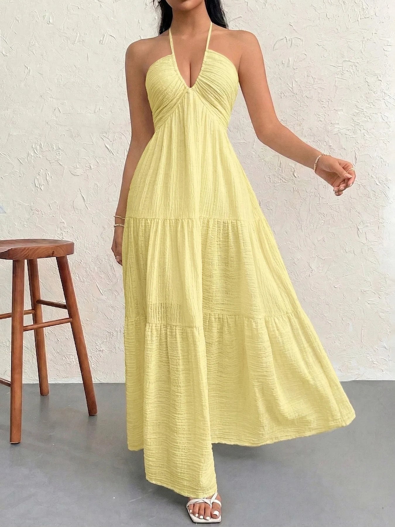 Tiered Halter Maxi Dress