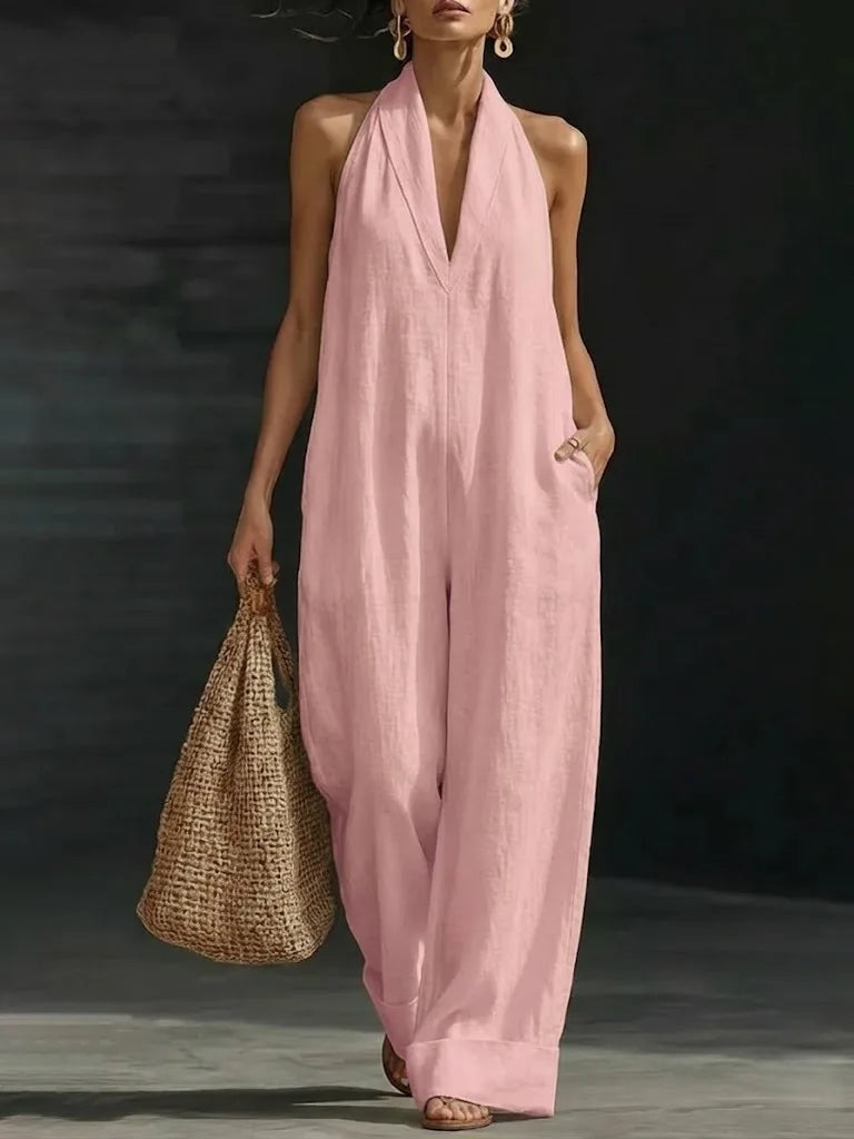 Sleeveless Pocket Palazzo Jumpsuit