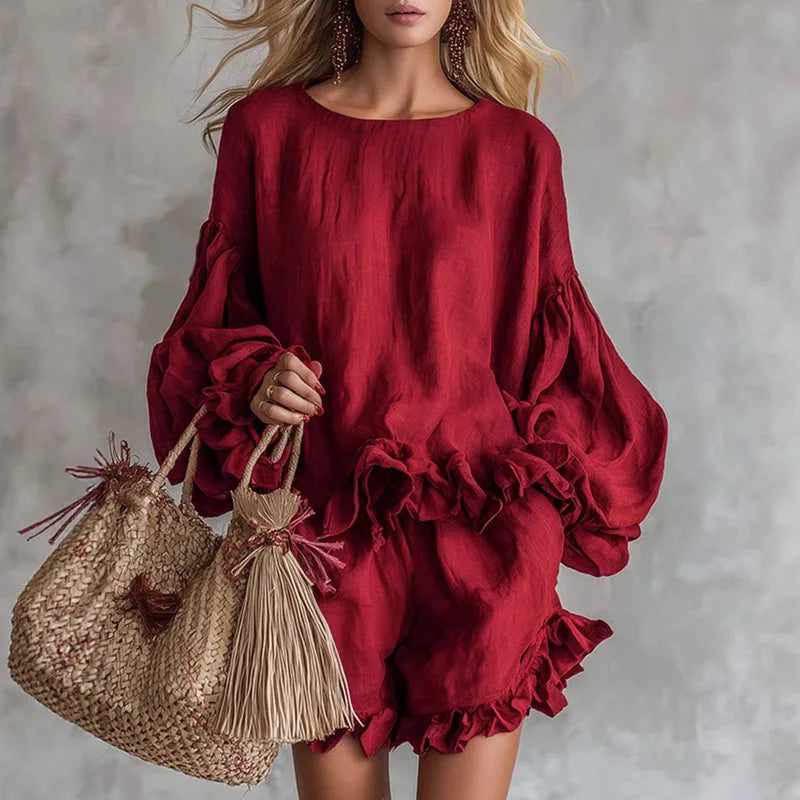 Ruffle hem matching set
