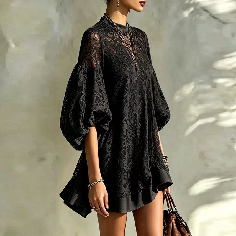 Round neck lace tunic