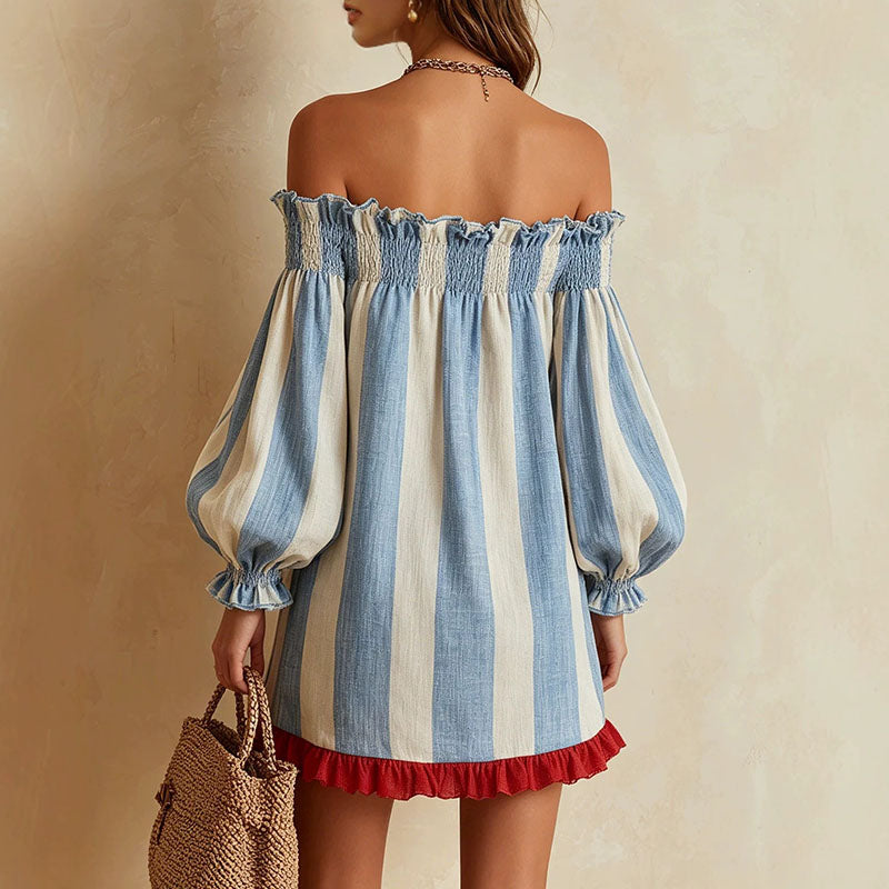 Smocked neckline mini dress