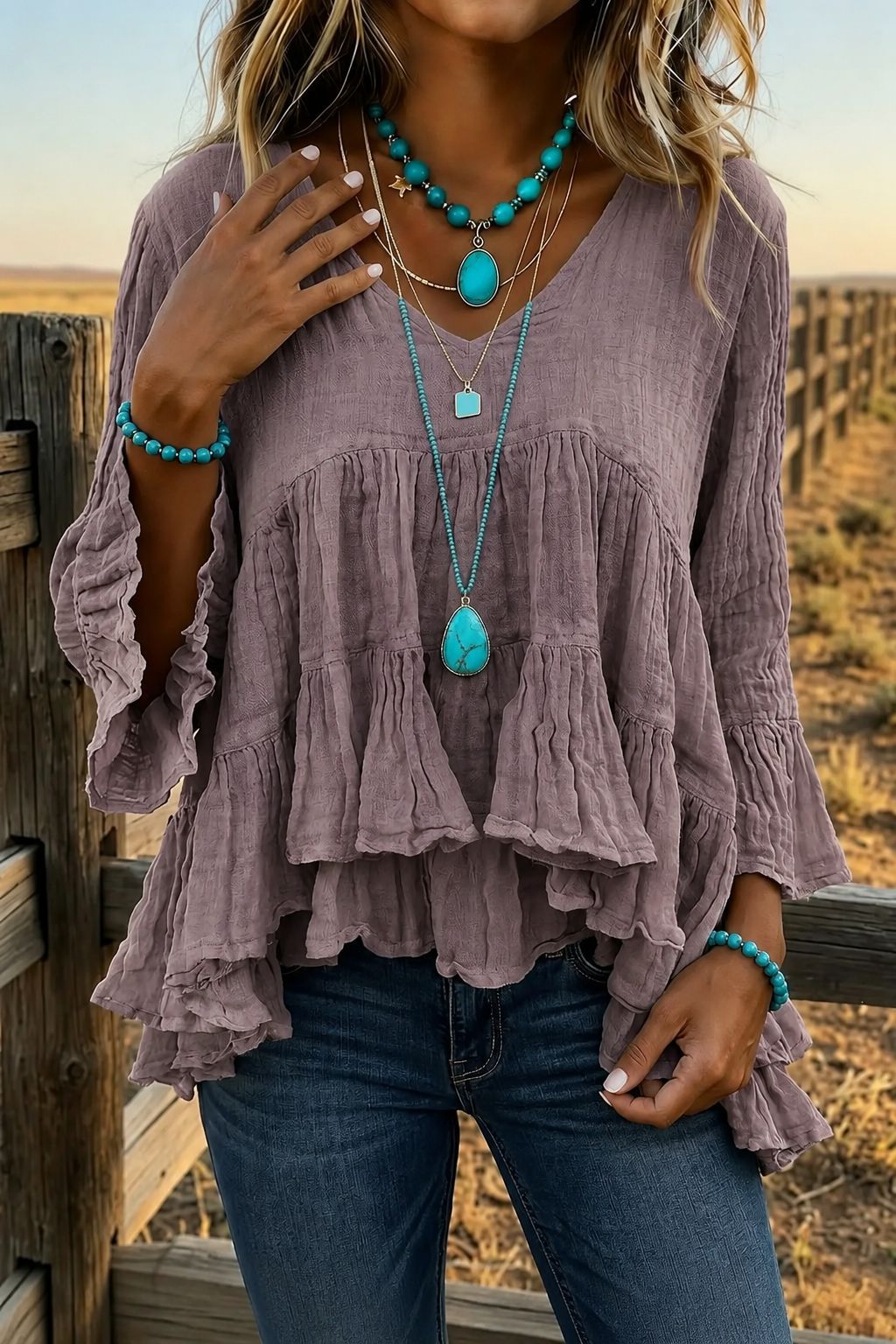 Loose fit ruffle blouse