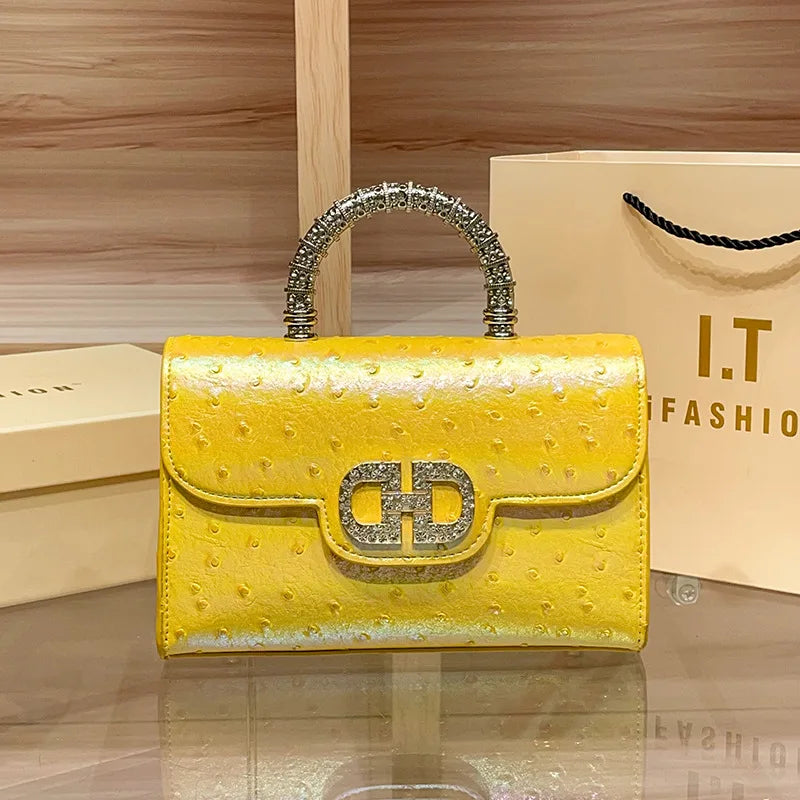 Yellow Rhinestone Clutch Handbag