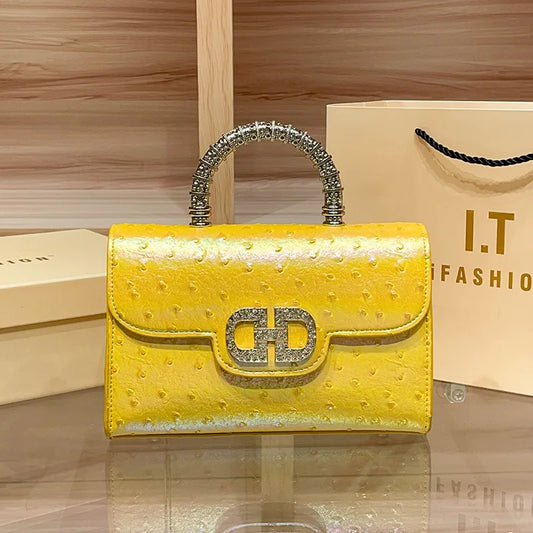 Yellow Rhinestone Clutch Handbag