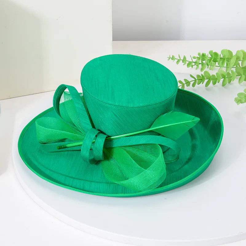Elegant Feather Bow Church Hat