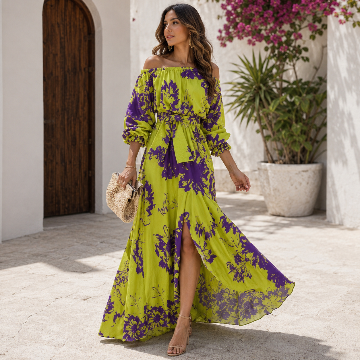 Floral off shoulder dress
