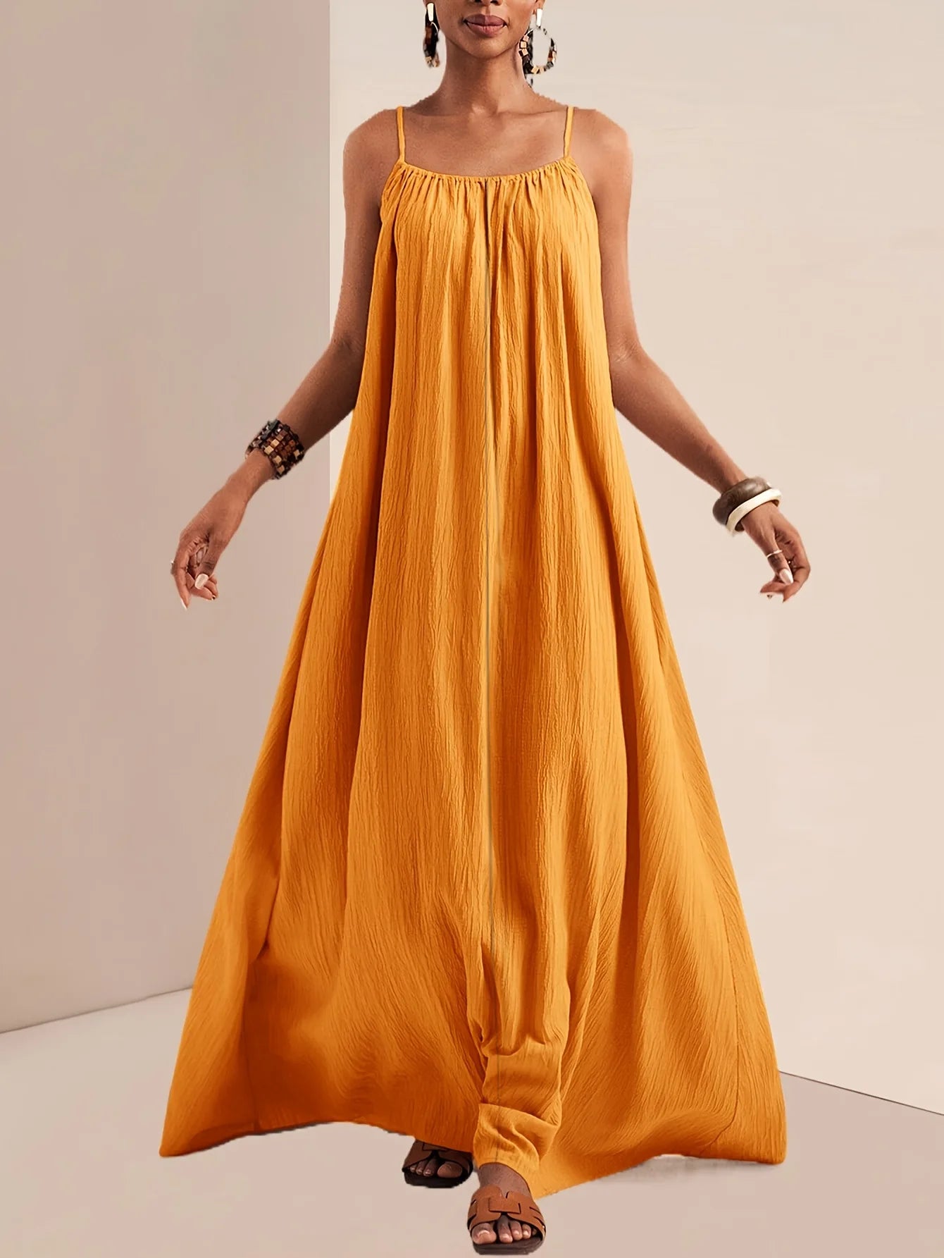 Linen blend maxi dress