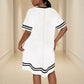 black white striped sleeve dress
