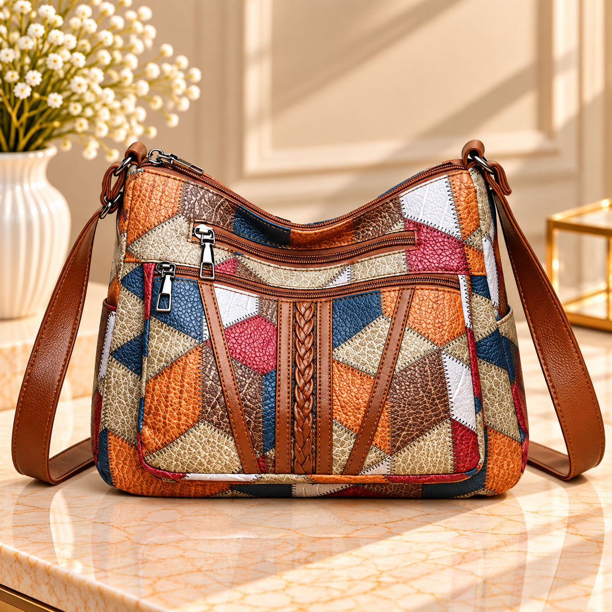 Geometric Print Shoulder Bag