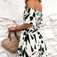 Abstract Print Smocked Waist Dress