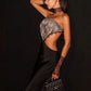 Floral lace bustier evening gown