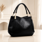 Black crocodile embossed shoulder bag