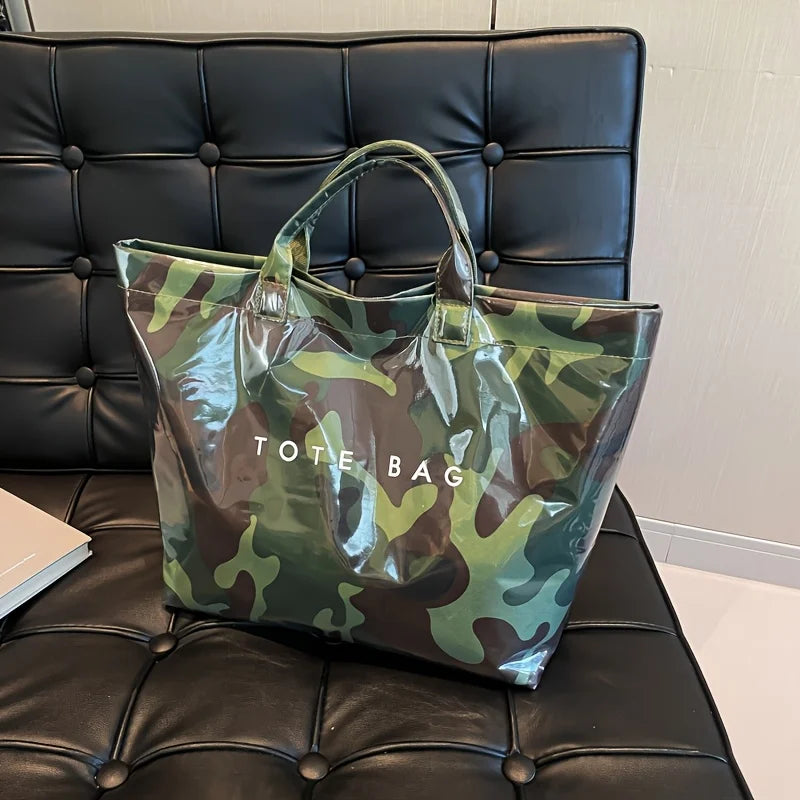 Camouflage print tote bag