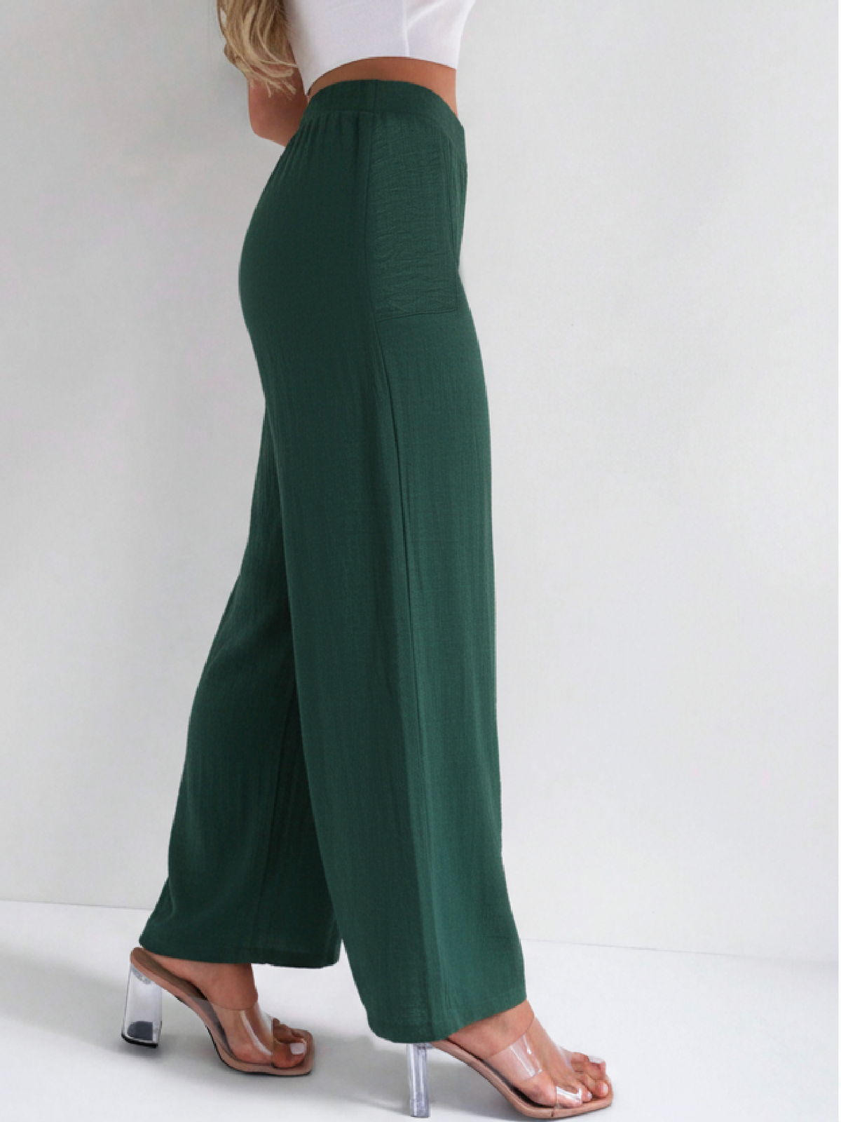 Green wide leg pants