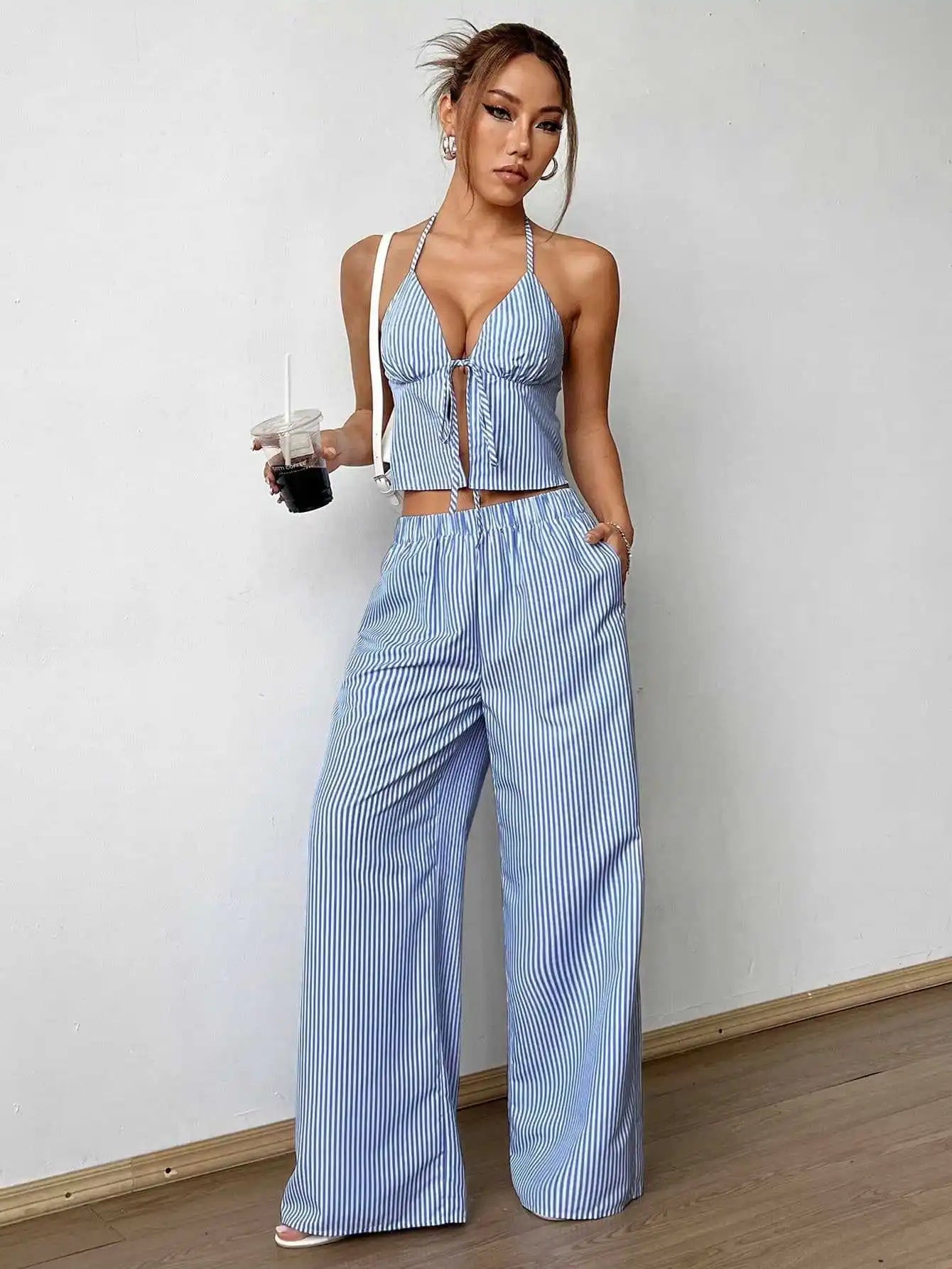 Two Piece Wide Leg Pants Set