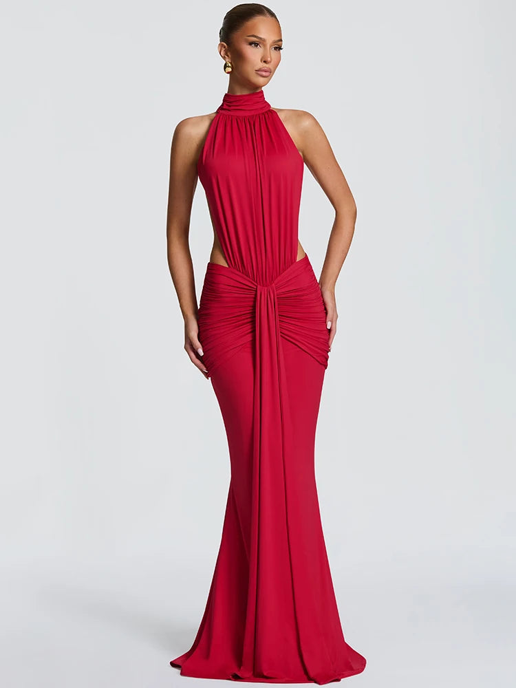 Red Backless Evening Dress