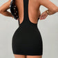 Elegant Black Halter Dress back view