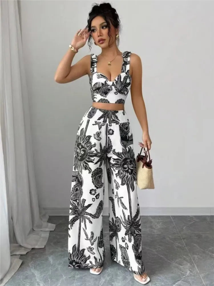 Black printed matching set