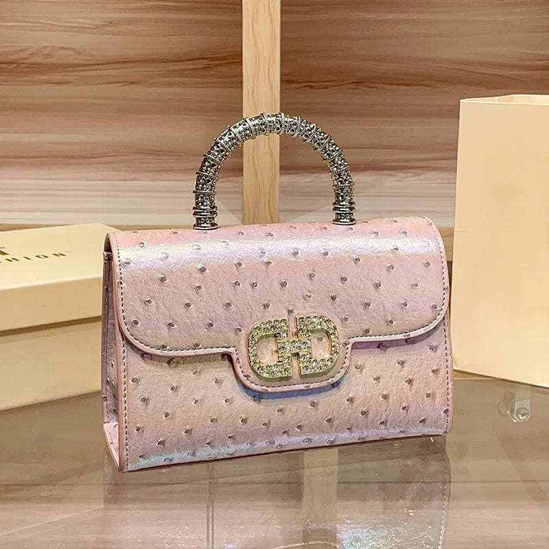 Pink Ostrich Texture Handbag