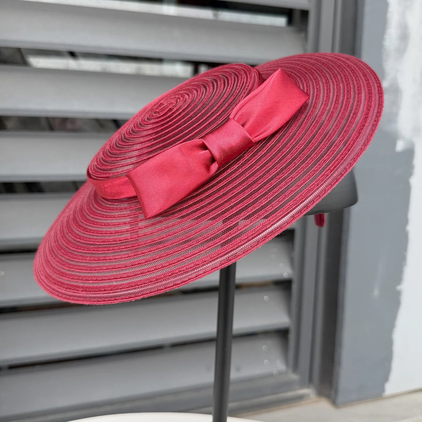Satin Bow Wide Brim Hat