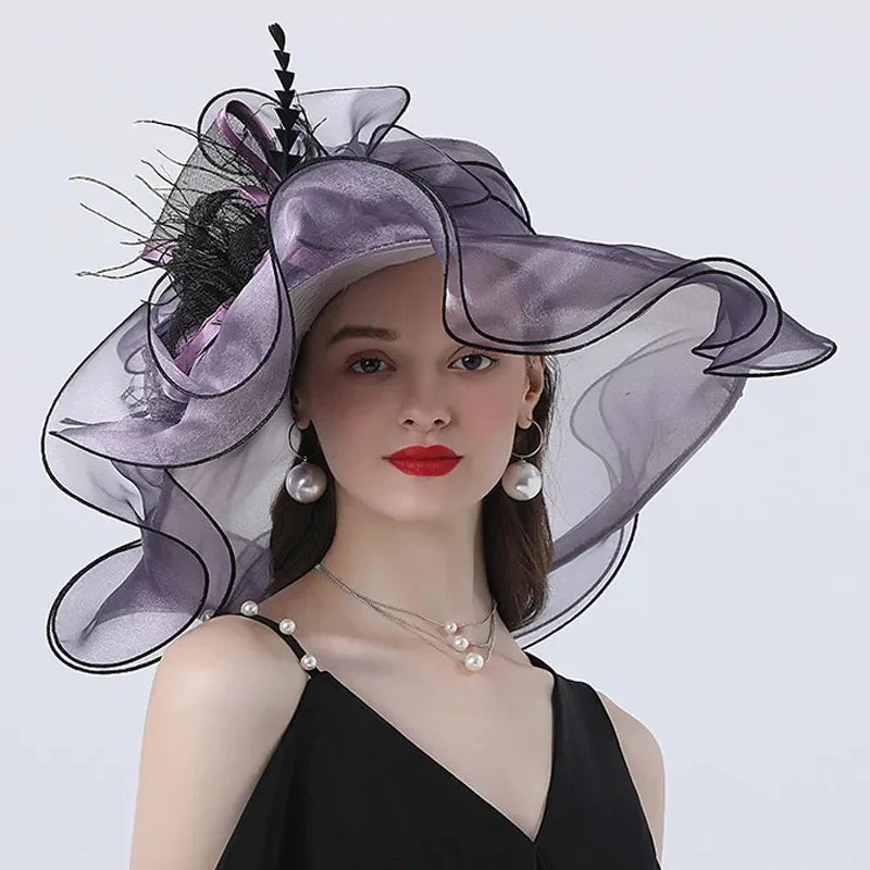 Wide Brim Organza Church Hat