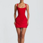 Elegant red formal corset dress