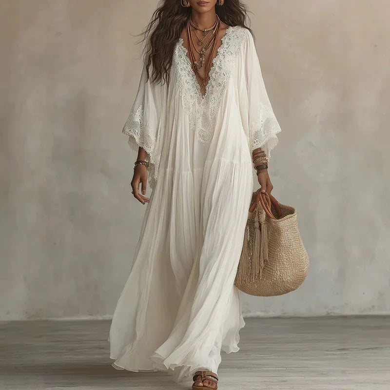 White lace maxi dress