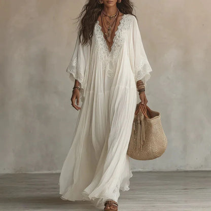 White lace maxi dress
