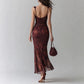 Burgundy floral long dress