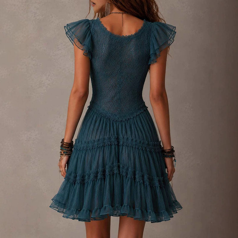 Deep V-neck lace dress