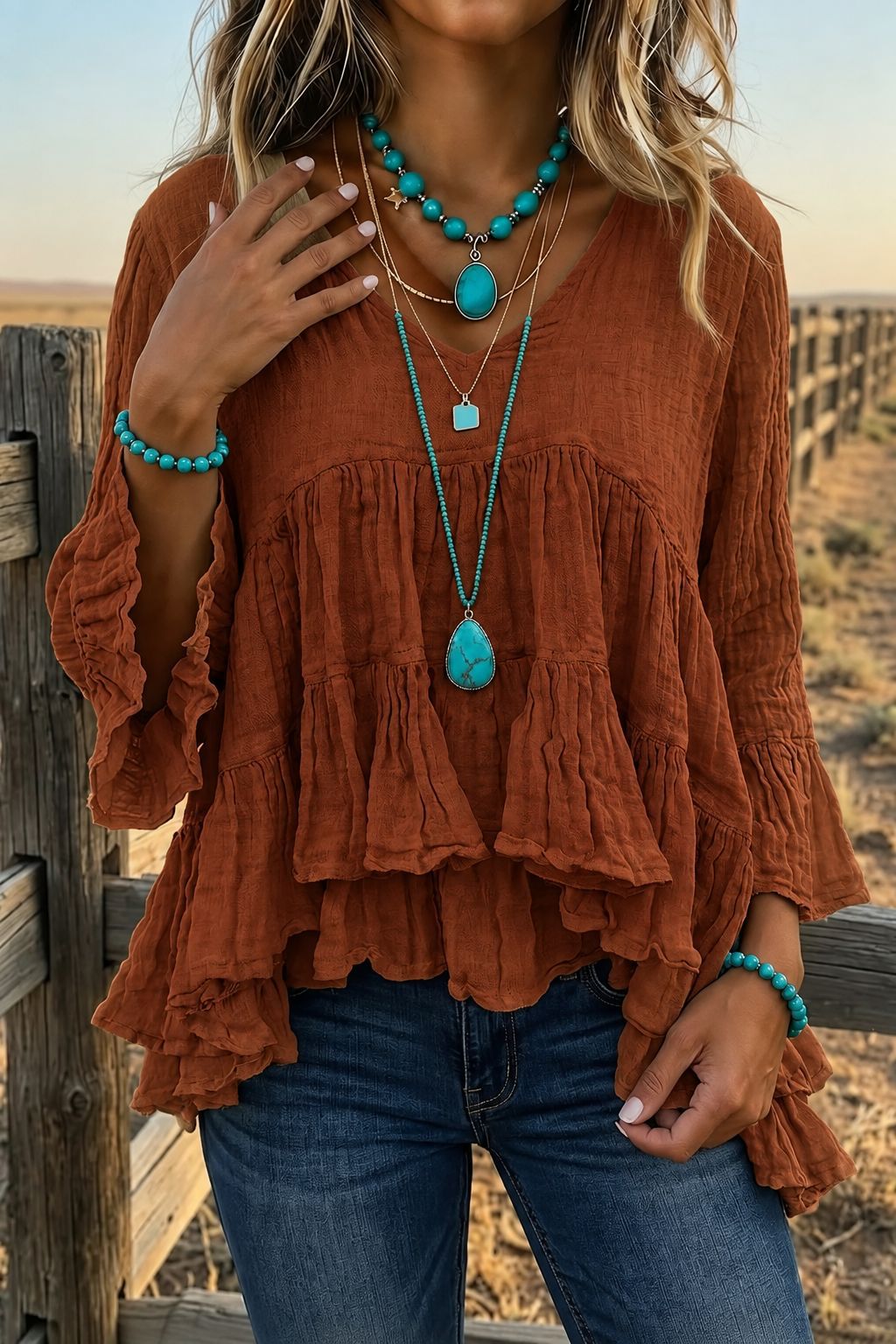 Long split sleeve blouse