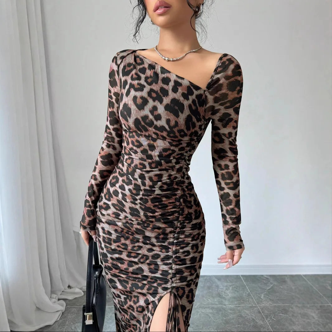 Drawstring ruched midi dress