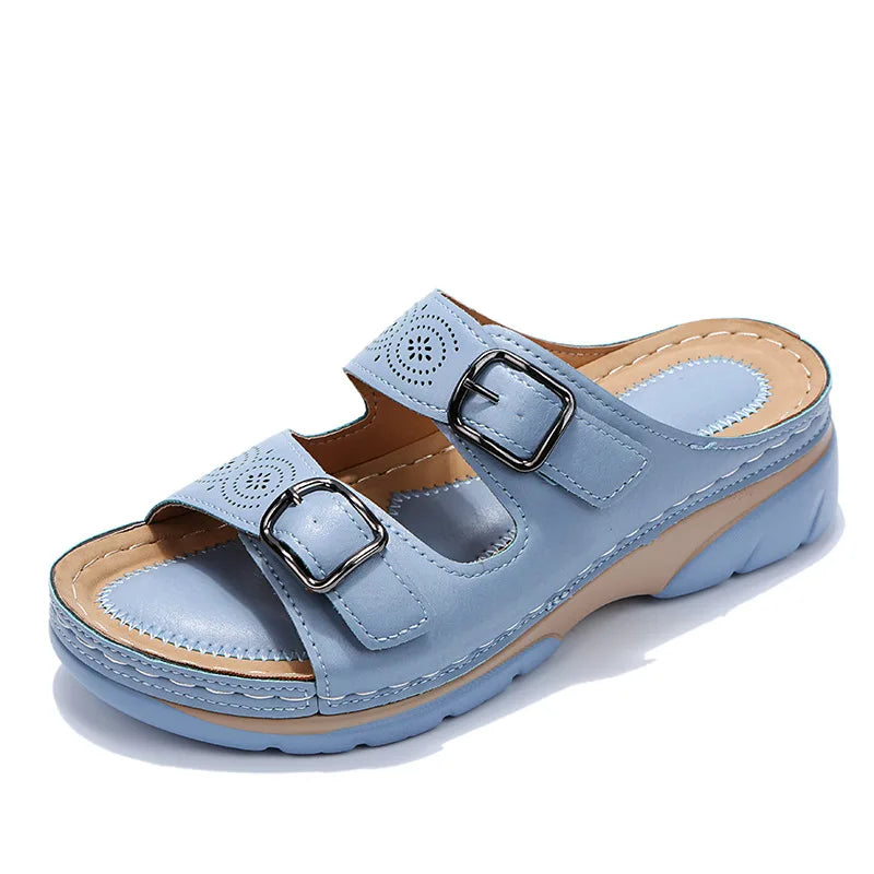 Baby Blue Double Buckle Sandals