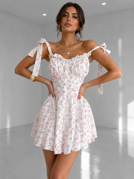 Floral Tie Strap Mini Dress