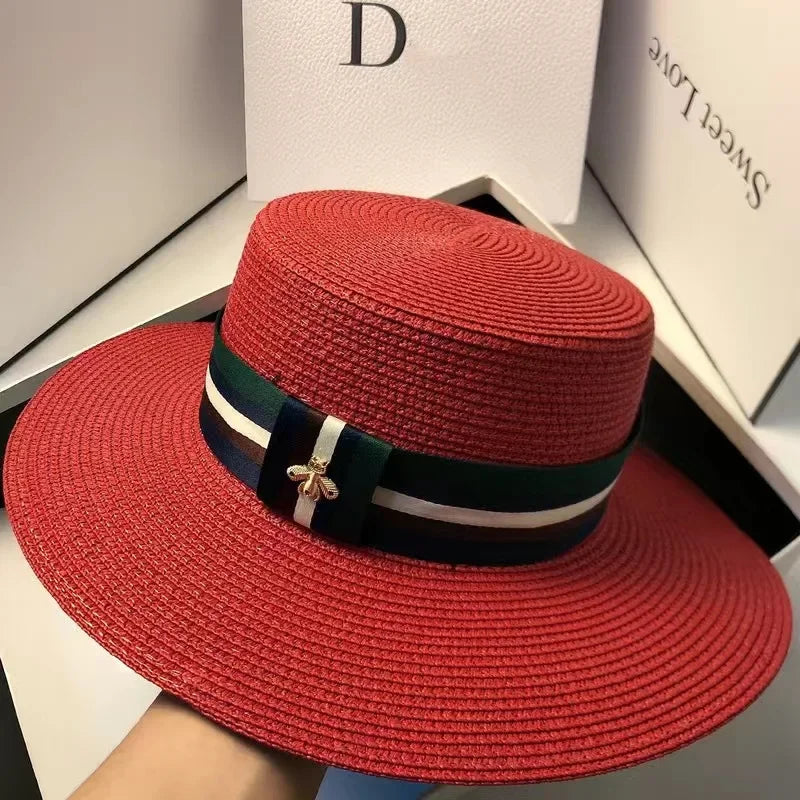 Striped Ribbon Beach Hat