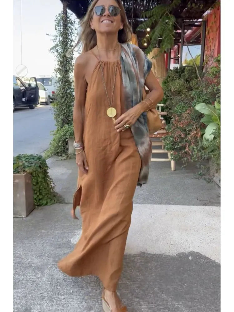Sleeveless Linen Look Dress
