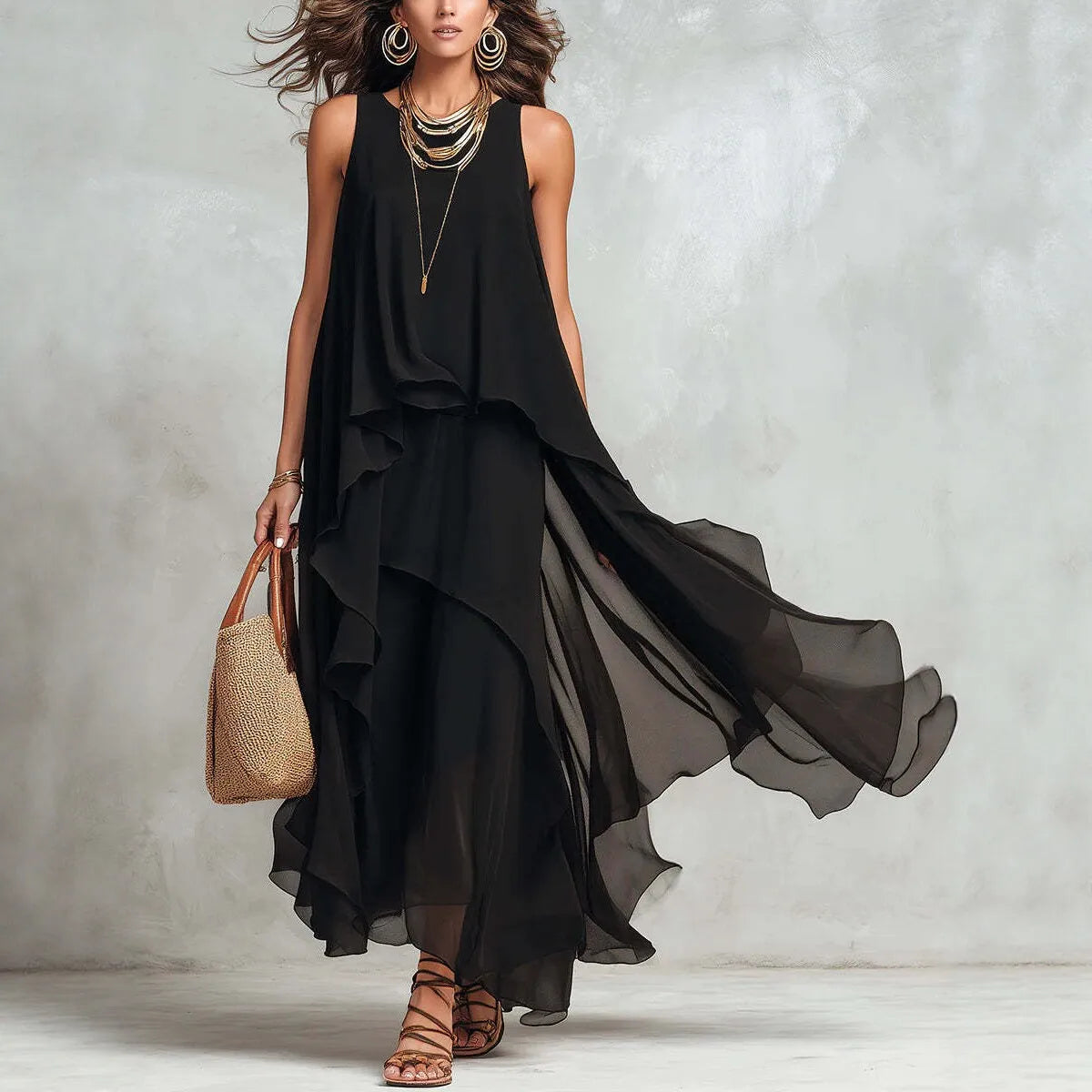 Flowy black maxi dress