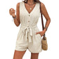 Vertical Stripe Tie Waist Romper