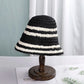Black striped raffia hat