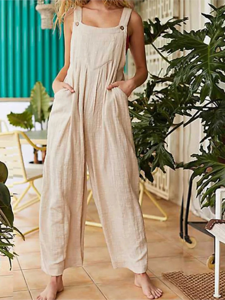 Black sleeveless wide jumpsuit