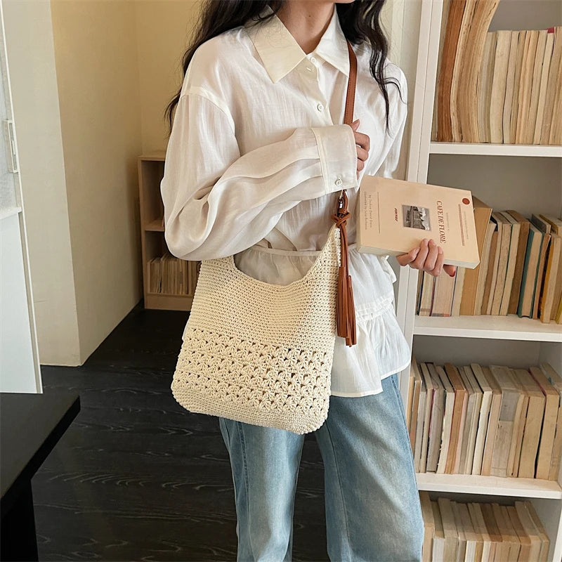 Handmade crochet hobo bag