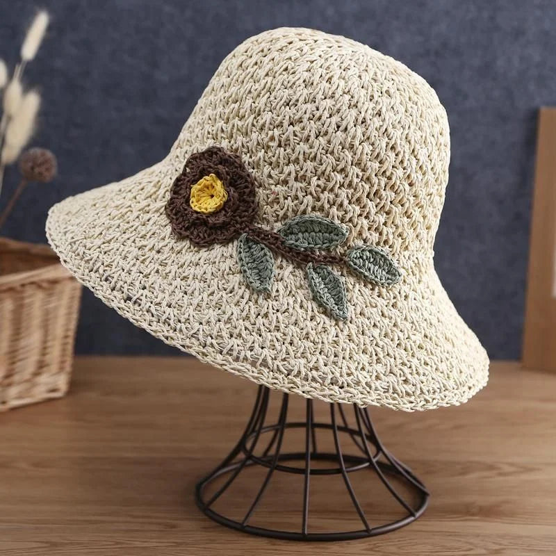 Flower applique sun hat